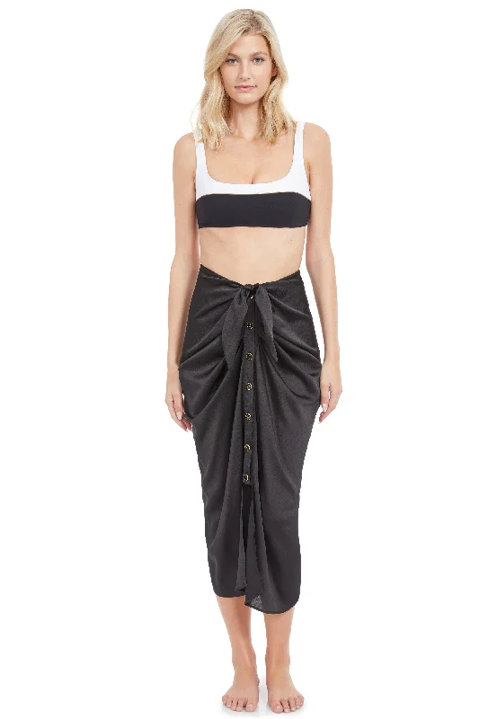 Mock - neck cover ups for a more modern and stylish silhouetteGOTTEX HIGH CLASS TIED SARONG-STYLE COVER UP SKIRT