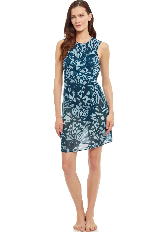 Belted cover ups for a more structured and fashionable lookGOTTEX MISS BUTTERFLY HIGH NECK SLEEVELESS BEACH DRESS