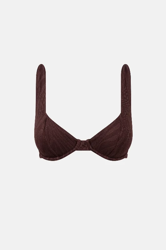 Women's Strapless Swim Tops with Silicone Grip in Red for a Secure and Stylish Poolside LookAmazon Panelled Underwire Top Chocolate