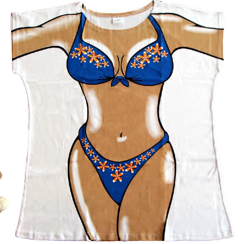 Thermal - lined cover ups for cooler beach eveningsFrangipani Blue Women's Cover Up