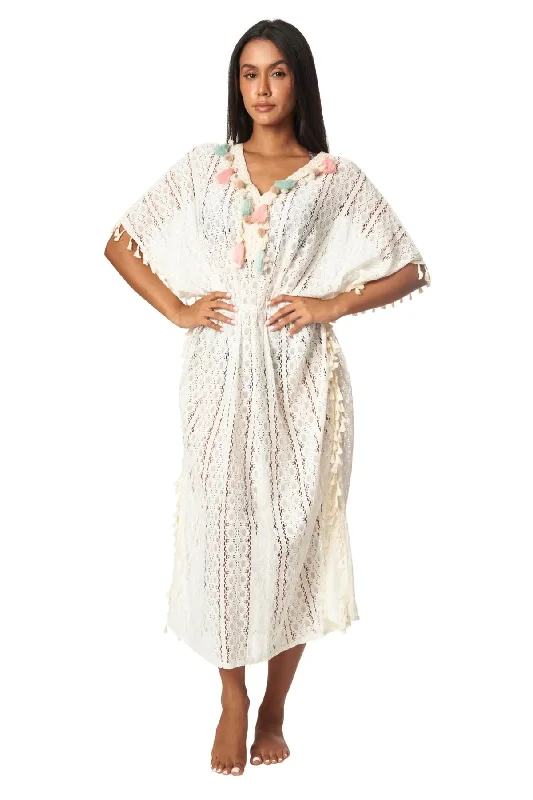 Vintage - inspired cover ups for a retro beach styleBoho Lace Maxi Kaftan Dress