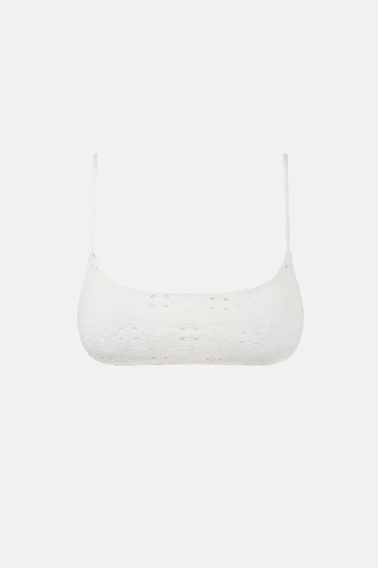 Plus Size Women's Ruched Swim Tops in Green for a Comfortable and Stylish Beach OutfitBrighton Eyelet Crop Top Ivory