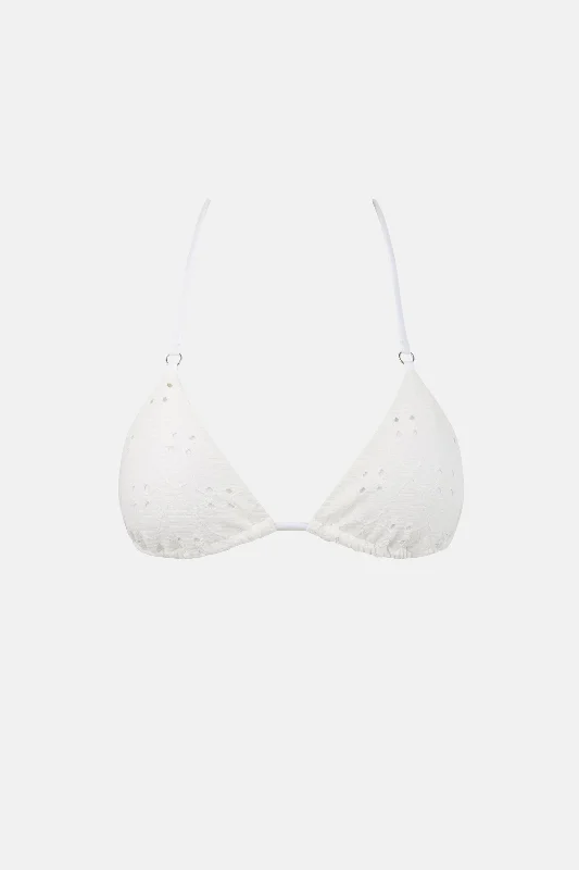Women's Metallic - Trimmed Swim Tops in Gold for a Glamorous Beach PartyBrighton Eyelet Slide Tri Top Ivory