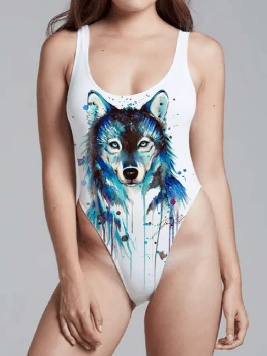 Women's Cut - Out One - Pieces in Black with Geometric Shapes for a Modern and Edgy StyleDark Wolf Onepiece