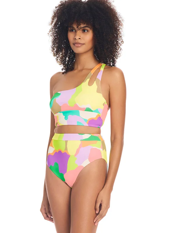 Women's Wireless Sports Swim Tops in Gray for Comfort during Water WorkoutsDaytripper One Shoulder Bikini Top Multi