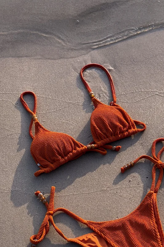 Plus Size Women's Adjustable - Strap Swim Tops in Burgundy for a Custom FitDel Mar Textured Slide Tri Top Burnt Orange