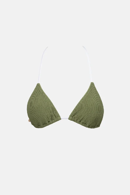 Women's Color - Blocked Swim Tops in Orange and Pink for a Vibrant Summer LookEssential Rib Contrast Slide Tri Top Olive