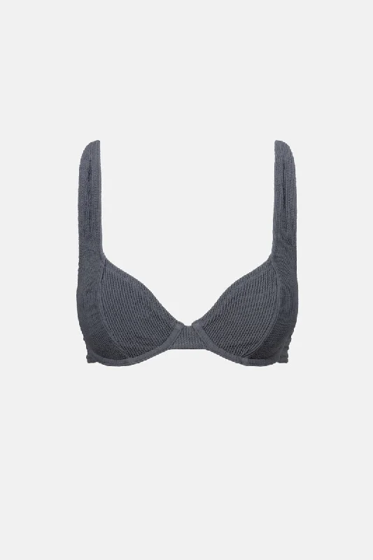 Women's High - Neck Swim Tops in Navy with Zipper for a Sleek and Sporty LookEssential Rib Underwire Top Graphite
