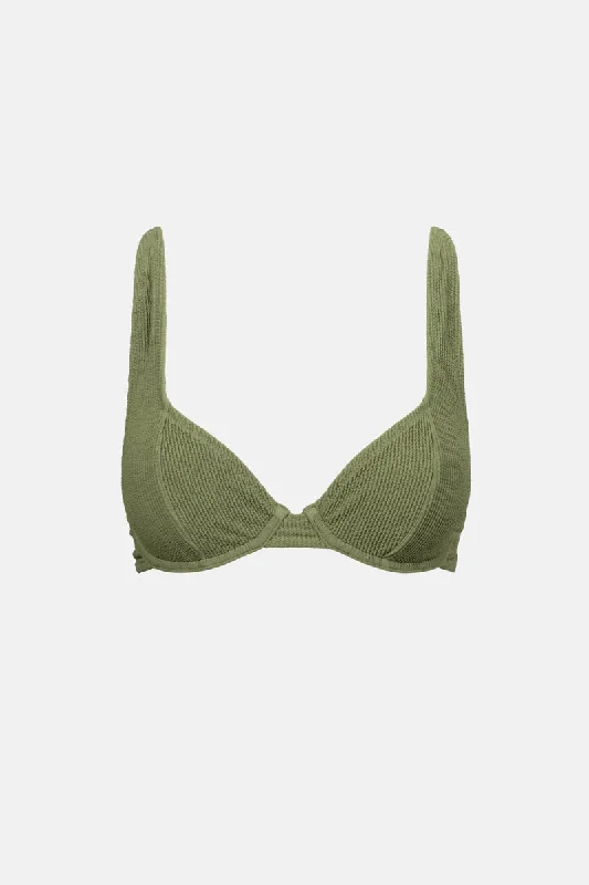 Plus Size Women's Adjustable - Strap Swim Tops in Burgundy for a Custom FitEssential Rib Underwire Top Olive