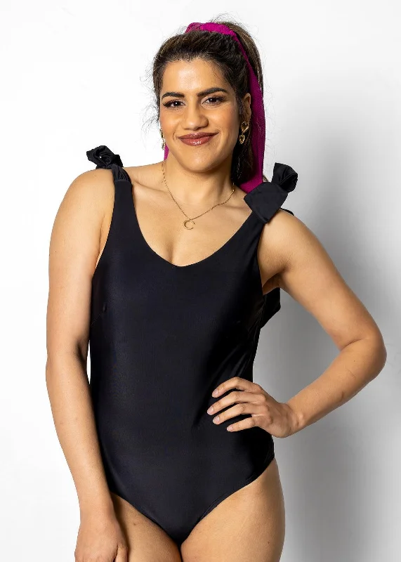 Women's Sleeveless Backless One - Pieces in Black with Cut - Out Details for a Sexy Beach LookEveryday One-Piece | Black