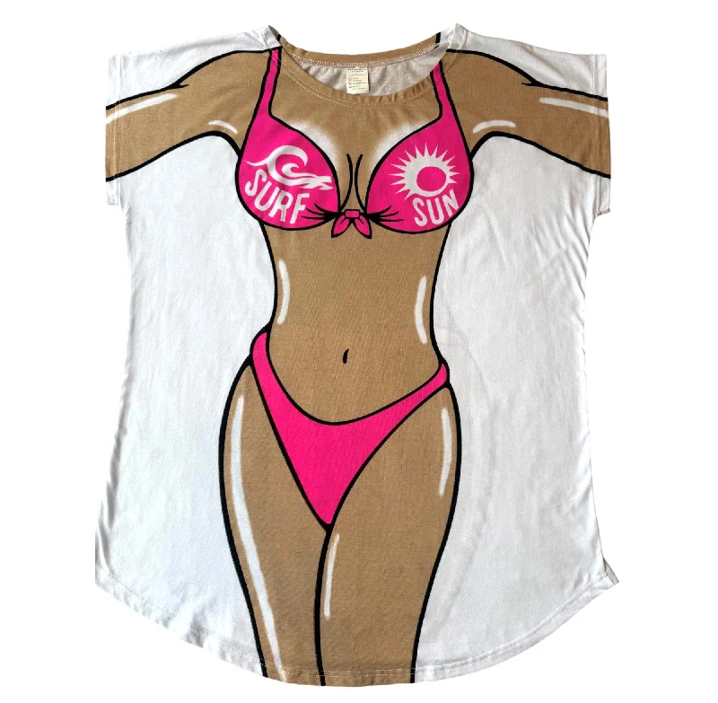 Wrap - around cover ups for a customizable fitHot Pink Surf Sun Fun Women's Cover Up
