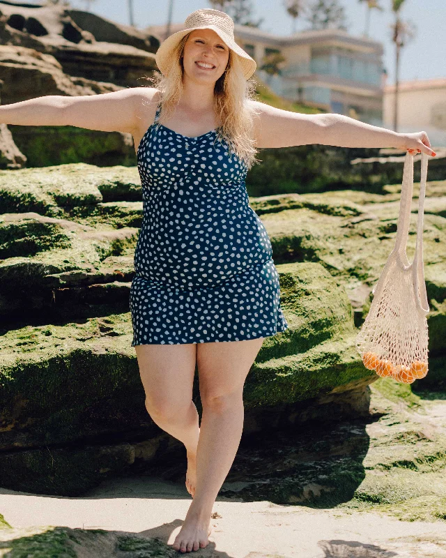 Women's Long - Sleeve Turtleneck One - Pieces in Navy for a Sophisticated Winter EnsembleIndigo Dot Swim Dress