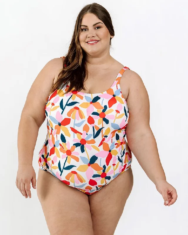Women's Metallic One - Pieces in Silver for a Shiny and Eye - Catching Night OutfitJune Floral Scoop One-Piece