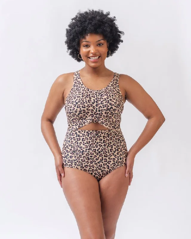 Women's Sequined Mini One - Pieces in Gold for a Glamorous New Year's Eve PartyLeopard Knotted One-Piece
