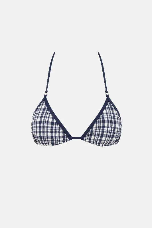 Plus Size Women's Ruffled Bikini Tops in Floral Print for a Feminine Beach LookLondon Check Slide Tri Top Navy