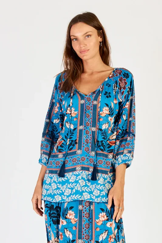 Light - blocking cover ups for privacy on the beachLula Soul Palermo Print Steel Blue