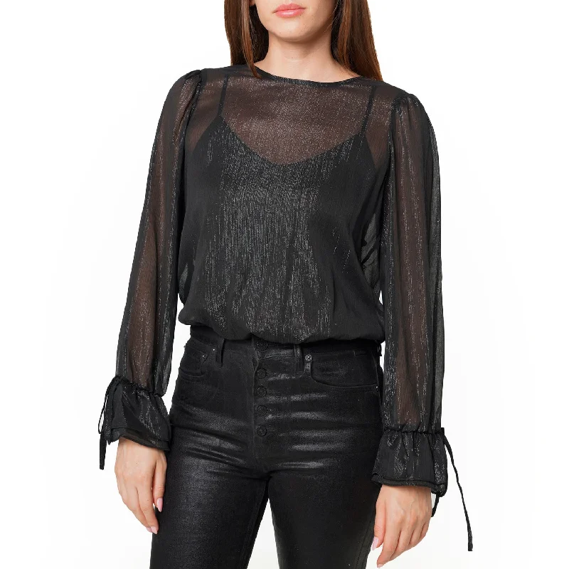 Cut - Out Bodysuits for a Trendy and Fashion - Forward StyleLurex Yoryu Split Back Bodysuit In Black