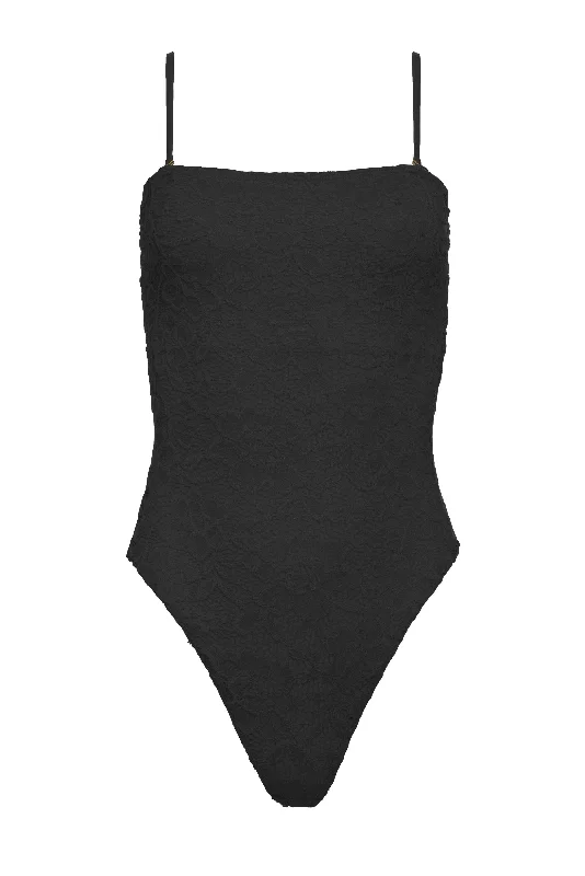 Plus Size Women's Ruffled Hem One - Pieces in Pink for a Feminine and Flirty Summer OutfitSabrina One Piece -Black Lace