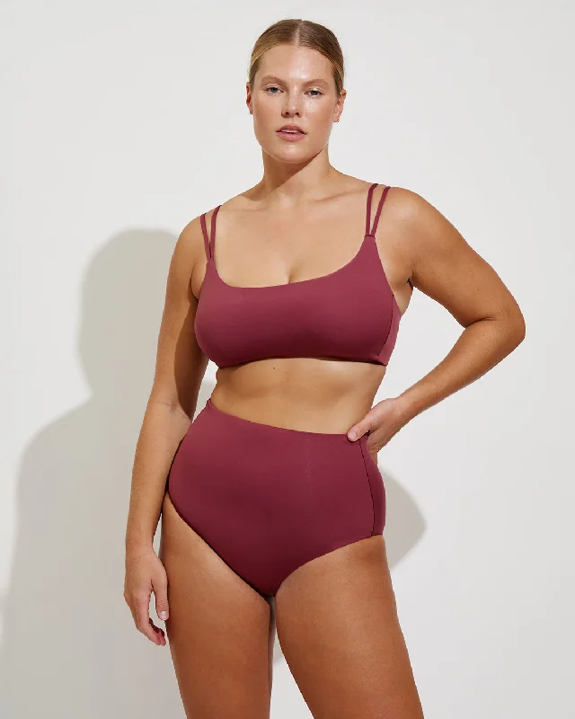 Plus Size Women's Adjustable - Strap Swim Tops in Burgundy for a Custom FitPool Days Top D+ - Desert Plum