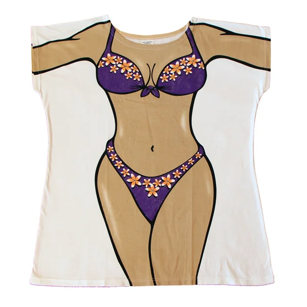 Tunic - style cover ups for a loose and comfortable beach outfitFrangipani Purple Women's Cover Up