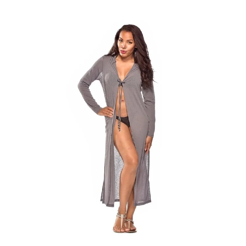 Tunic - style cover ups for a loose and comfortable beach outfitLONG HOODED TUNIC