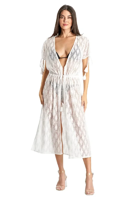 Sleeveless cover ups for maximum sun exposure controlSheer Lace Tie Front Kimono Cover Up - New