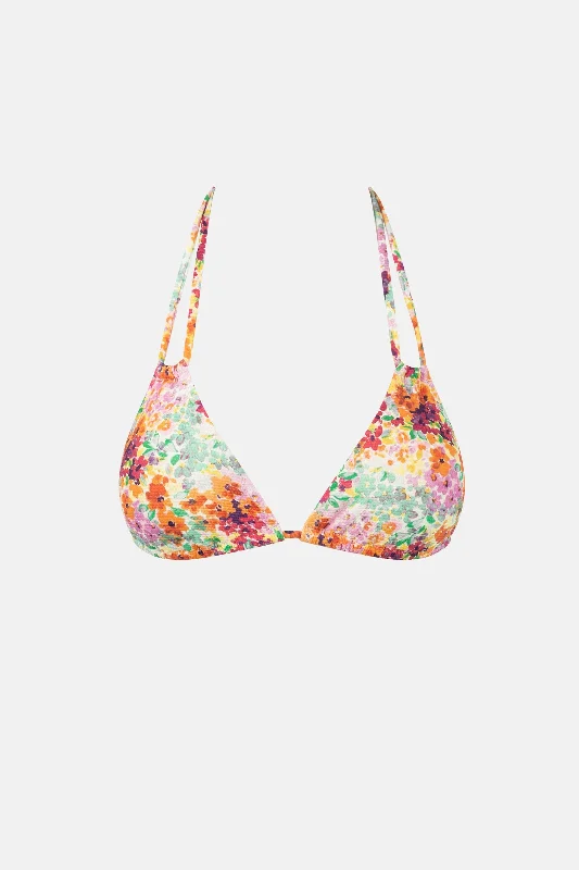 Women's Cut - Out Swim Tops in White with Geometric Shapes for an Edgy Beach StyleSierra Floral Double Strap Tri Top Orange