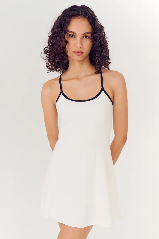 Women's Sequined Mini One - Pieces in Gold for a Glamorous New Year's Eve PartySimona Airweight Tank Dress - White/Indigo