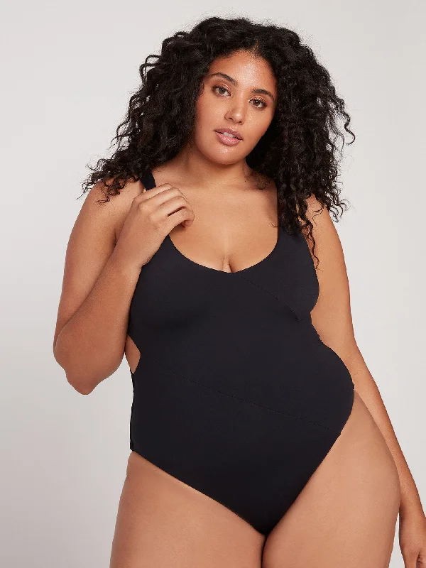 Women's Sheer Paneled One - Pieces in White for a Delicate and Elegant Evening AppearanceSimply Seamless One-Piece Plus Size - Black