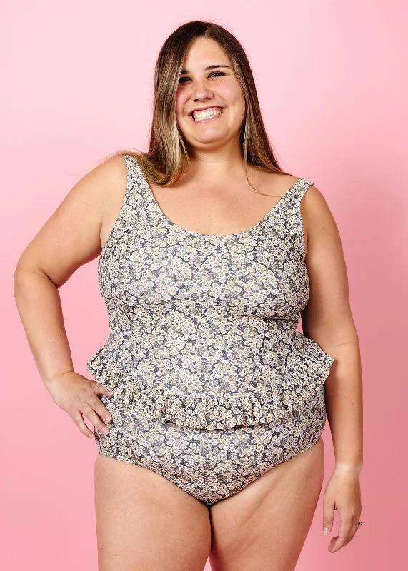 Women's Metallic One - Pieces in Silver for a Shiny and Eye - Catching Night OutfitAntique Daisy | Skirted One-Piece