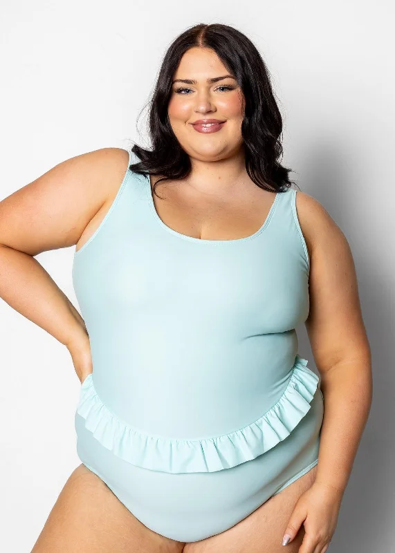 Women's Metallic One - Pieces in Silver for a Shiny and Eye - Catching Night OutfitFresh Mint | Skirted One-Piece