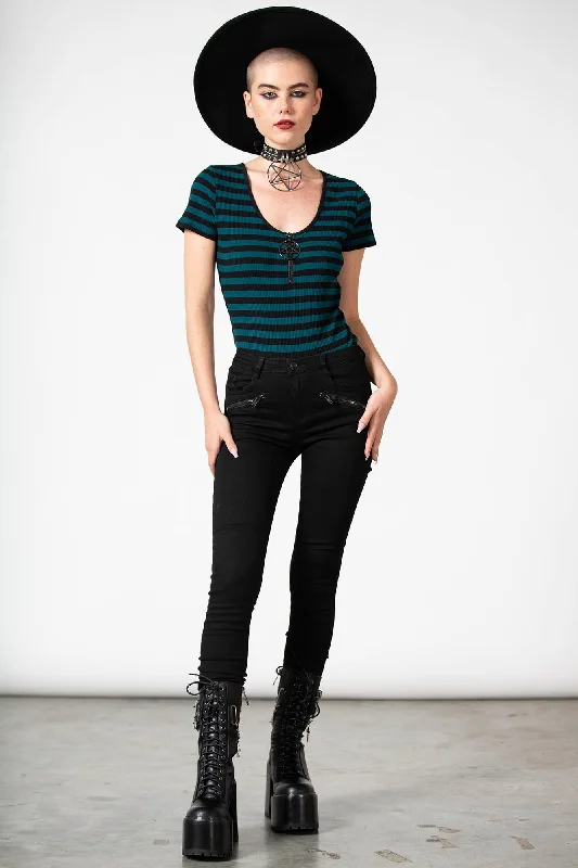 Metallic Bodysuits for a Glitzy and Glamorous Night OutSkylla Bodysuit [GREEN]