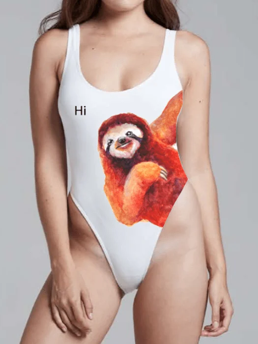 Women's Metallic One - Pieces in Silver for a Shiny and Eye - Catching Night OutfitFriendly Sloth Onepiece