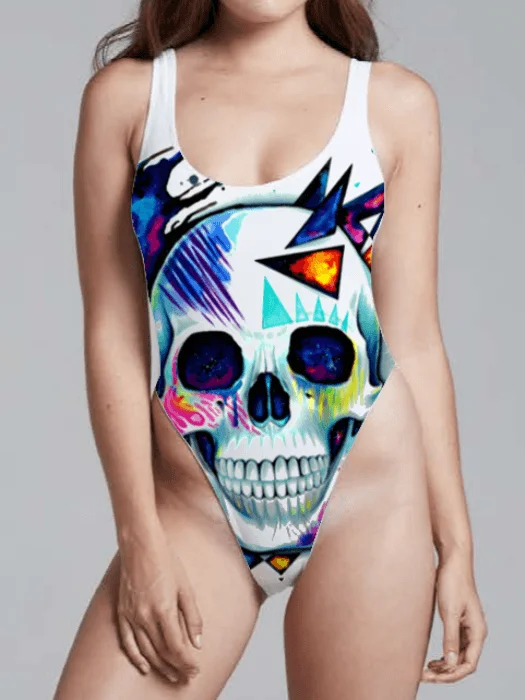 Women's Velvet One - Pieces in Emerald Green for a Luxurious and Sophisticated OccasionSpace Skull Onepiece