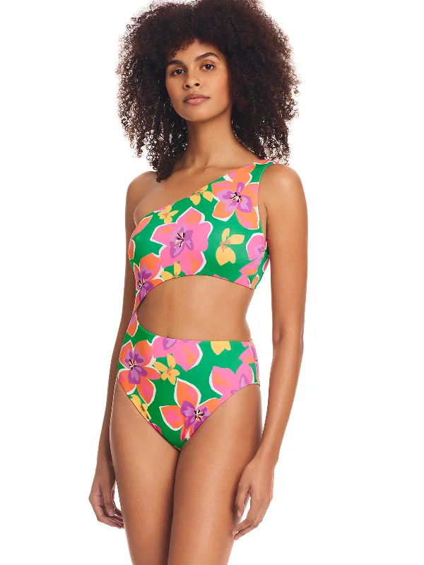 Plus Size Women's Button - Down One - Pieces in Light Blue for a Casual and Comfortable Day OutSuper Bloom Cutout One-Piece Swimsuit Multi